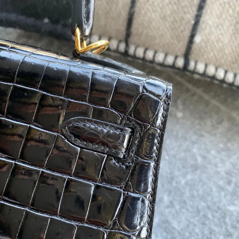 KELLY 25 SHINIY NILOTICUS CROCODILE NOIR (BLACK) WITH GOLD HARDWARE (GHW) - 3