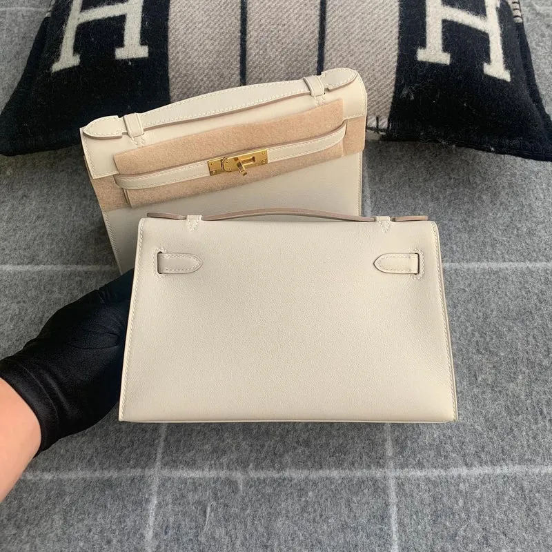 KELLY POCHETTE SWIFT LEATHER CRAIE WITH PALLADIUM HARDWARE (PHW) - 2