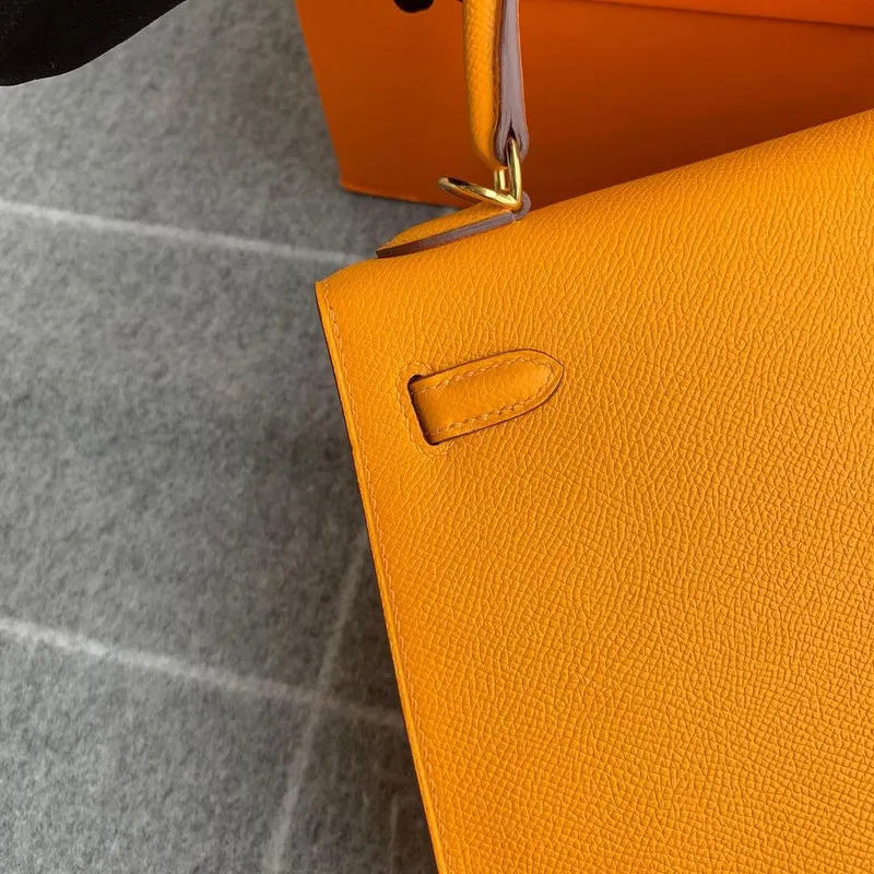 KELLY 25 EPSOM LEATHER SUN YELLOW WITH GOLD HARDWARE (GHW) - 4