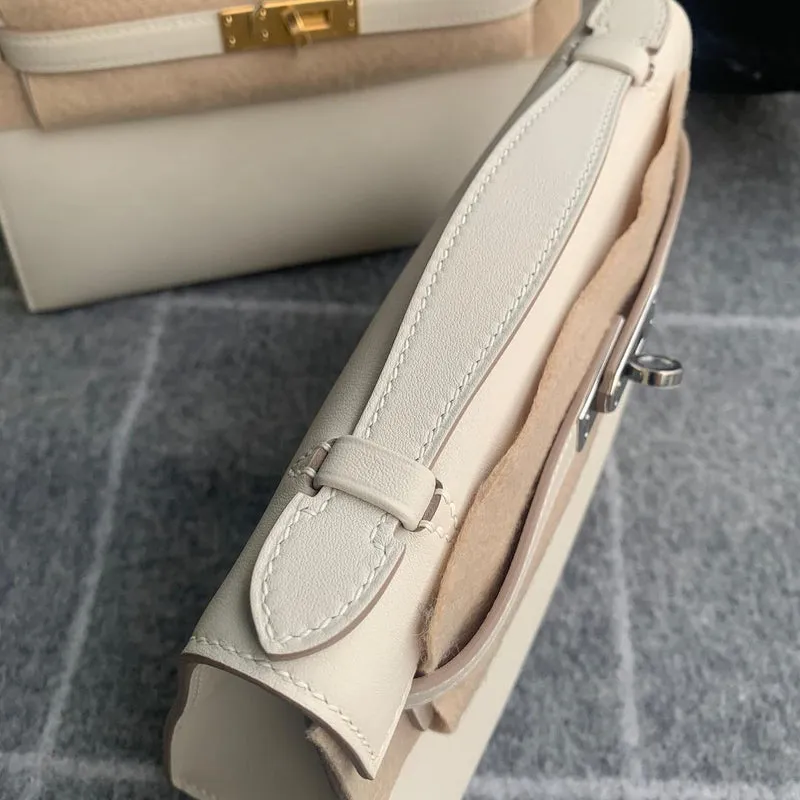 KELLY POCHETTE SWIFT LEATHER CRAIE WITH PALLADIUM HARDWARE (PHW) - 3