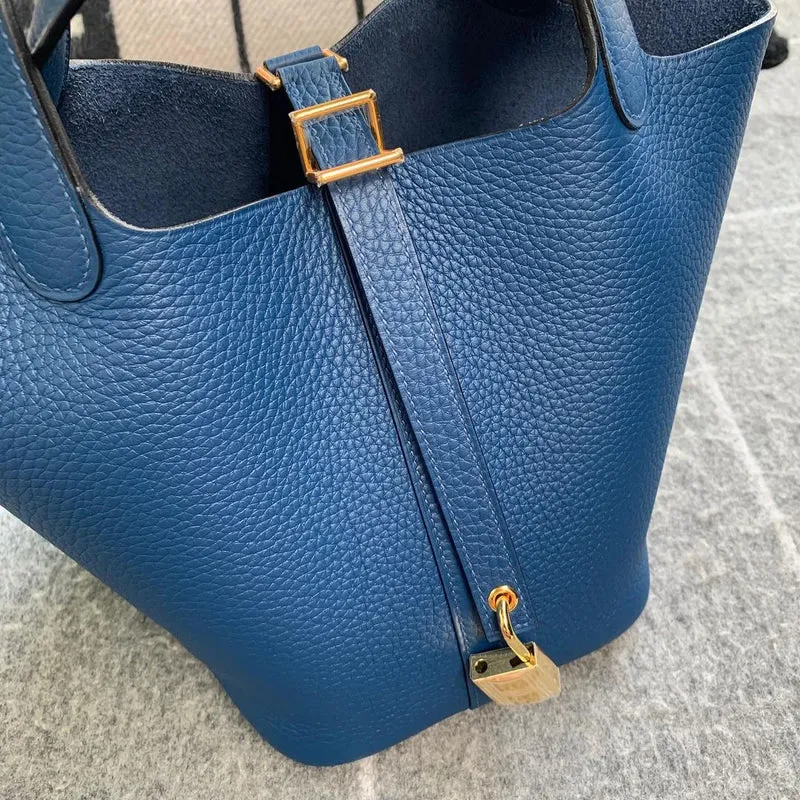 PICOTIN 18 LOCK CLEMENCE LEATHER DEEP BLUE WITH GOLD HARDWARE (GHW) - 4