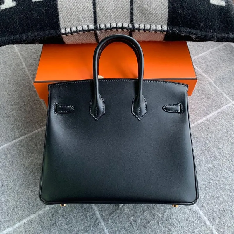 BIRKIN 25 BLACK BOX CALF LEATHER WITH GOLD HARDWARE (GHW) - 2