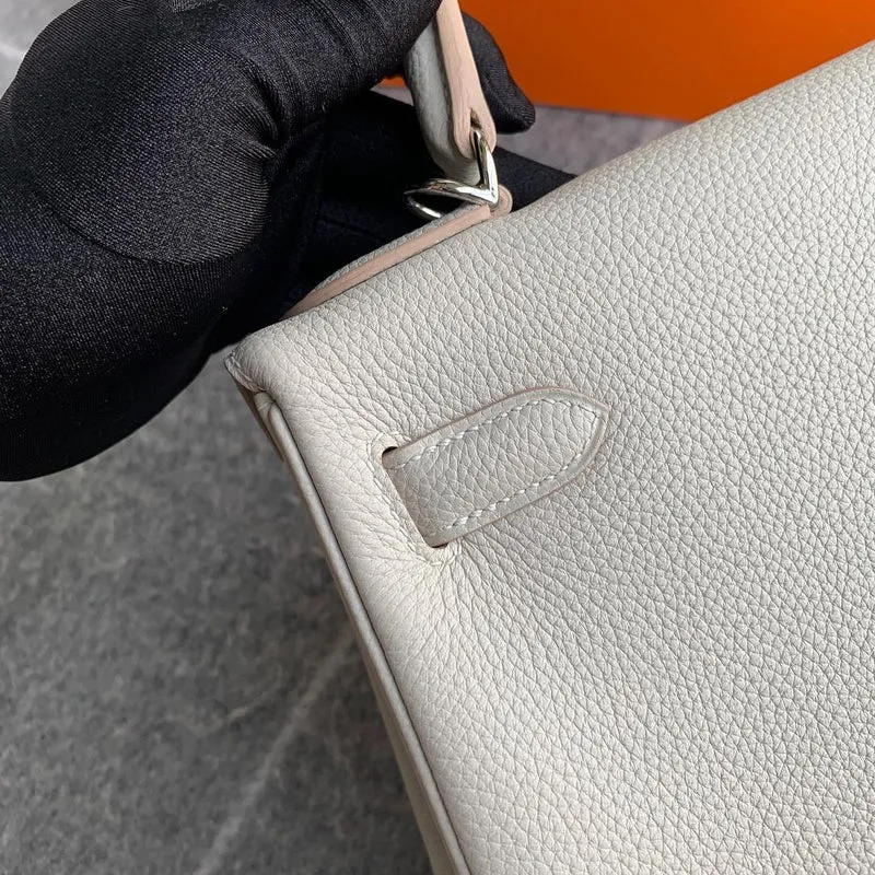 KELLY 28 TOGO LEATHER PEARL GREY WITH PALLADIUM HARDWARE (PHW) - 4
