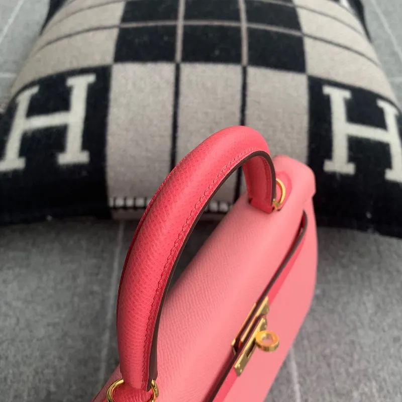 KELLY 25 EPSOM LEATHER HORSESHOE STAMP (HSS) BI-COLOR ROSE CONFETTI & ROSE LIPSTICK WITH GOLD HARDWARE (GHW) - 7