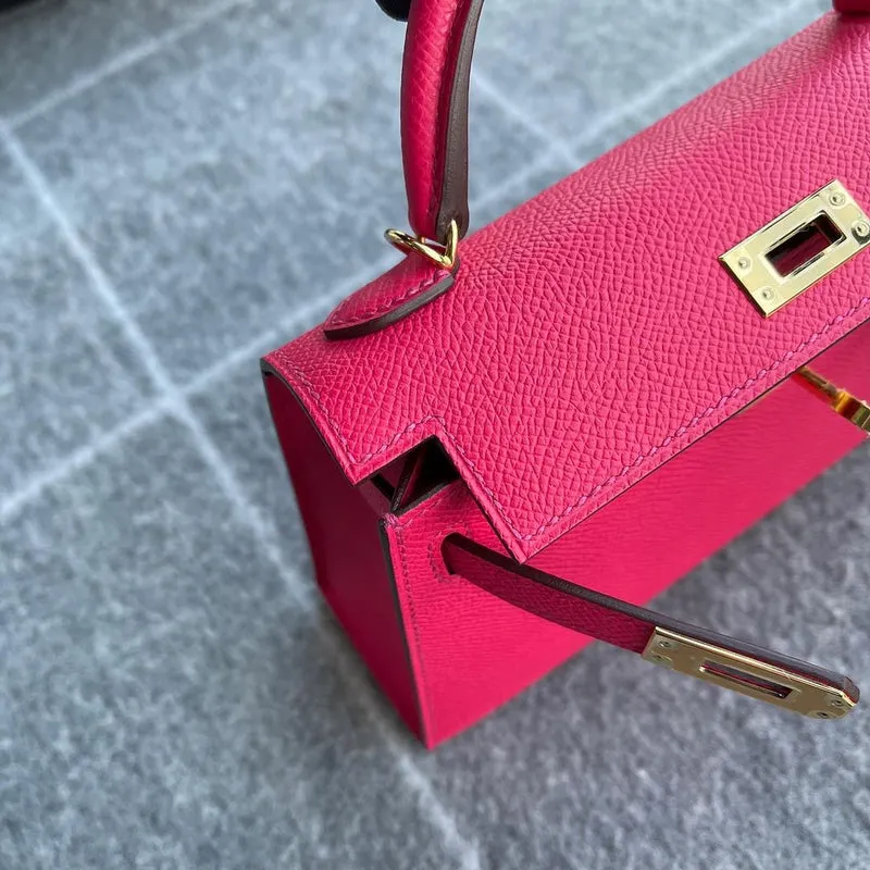 MINI KELLY II (20) EPSOM LEATHER ROSE EXTREME WITH GOLD HARDWARE (GHW) - 3