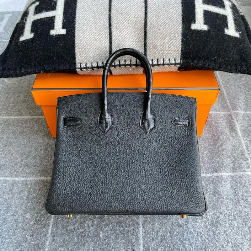 BIRKIN 25 TOUCH MATTE NILOTICUS CROCODILE LEATHER & TOGO LEATHER NOIR (BLACK) WITH GOLD HARDWARE (GHW) - 2