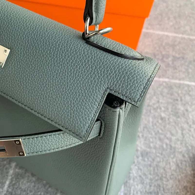 KELLY 28 TOGO LEATHER VERT AMANDE WITH PALLADIUM HARDWARE (PHW) - 4
