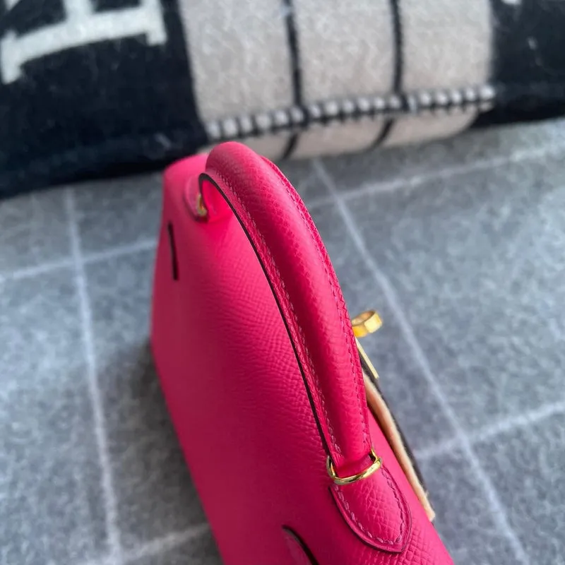 MINI KELLY II (20) EPSOM LEATHER ROSE EXTREME WITH GOLD HARDWARE (GHW) - 5