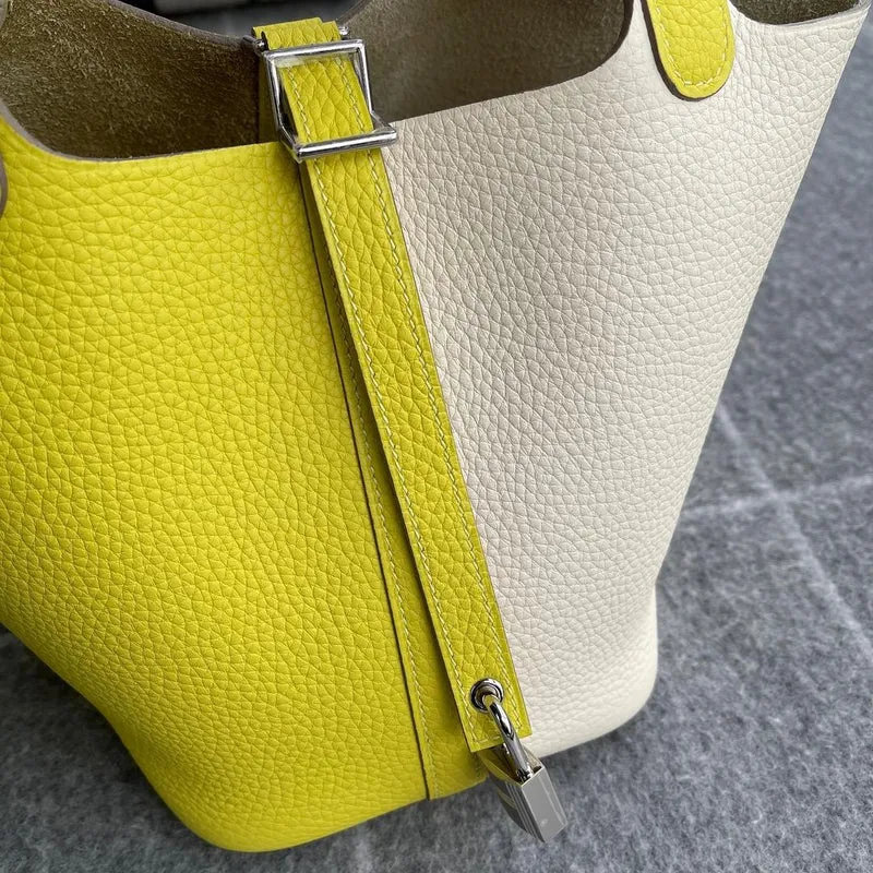 PICOTIN 18 LOCK CLEMENCE LEATHER BI-COLOR LIME & NATA WITH PALLADIUM HARDWARE (PHW) - 5