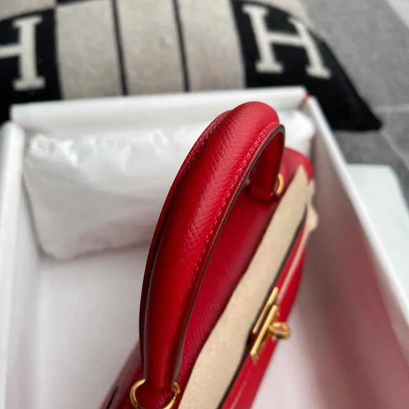KELLY 25 EPSOM LEATHER ROUGE CASAQUE WITH GOLD HARDWARE (GHW) - 5