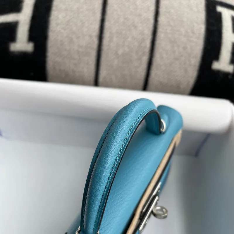 MINI KELLY II (20) CHEVRE LEATHER BLEU PAON WITH PALLADIUM HARDWARE (PHW) - 7