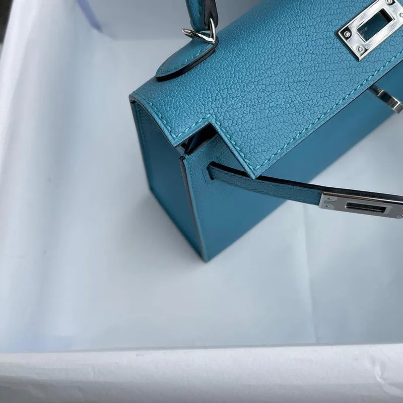 MINI KELLY II (20) CHEVRE LEATHER BLEU PAON WITH PALLADIUM HARDWARE (PHW) - 4