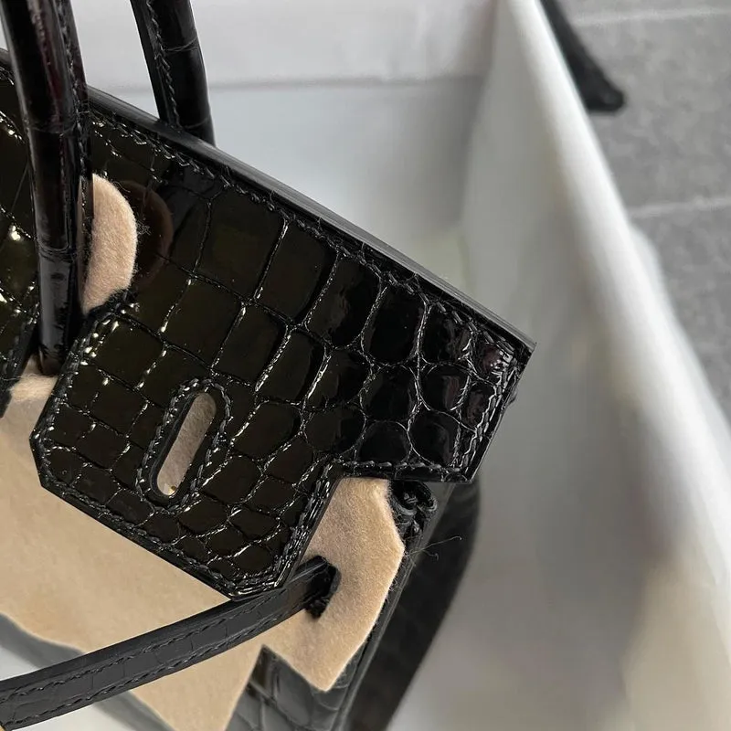 BIRKIN 25 SHINY NILOTICUS CROCODILE LEATHER NOIR (BLACK) WITH GOLD HARDWARE (GHW) - 5