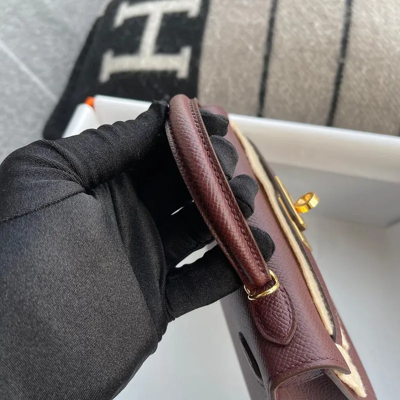 MINI KELLY II (20) EPSOM LEATHER BORDEAUX WITH GOLD HARDWARE (GHW) - 5