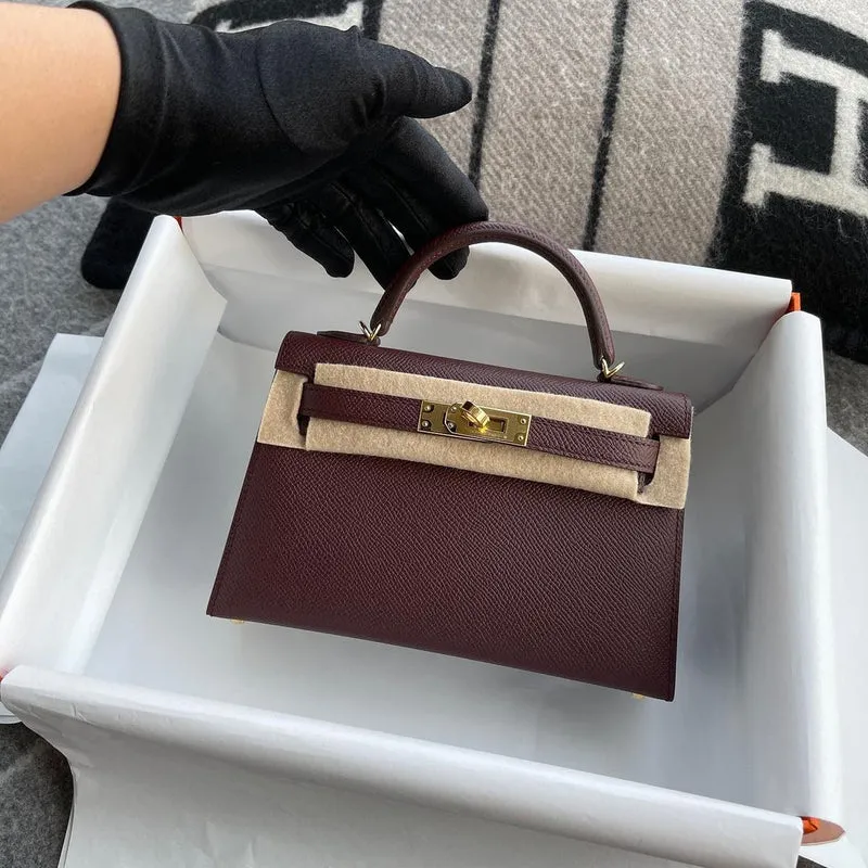 MINI KELLY II (20) EPSOM LEATHER BORDEAUX WITH GOLD HARDWARE (GHW) - 3