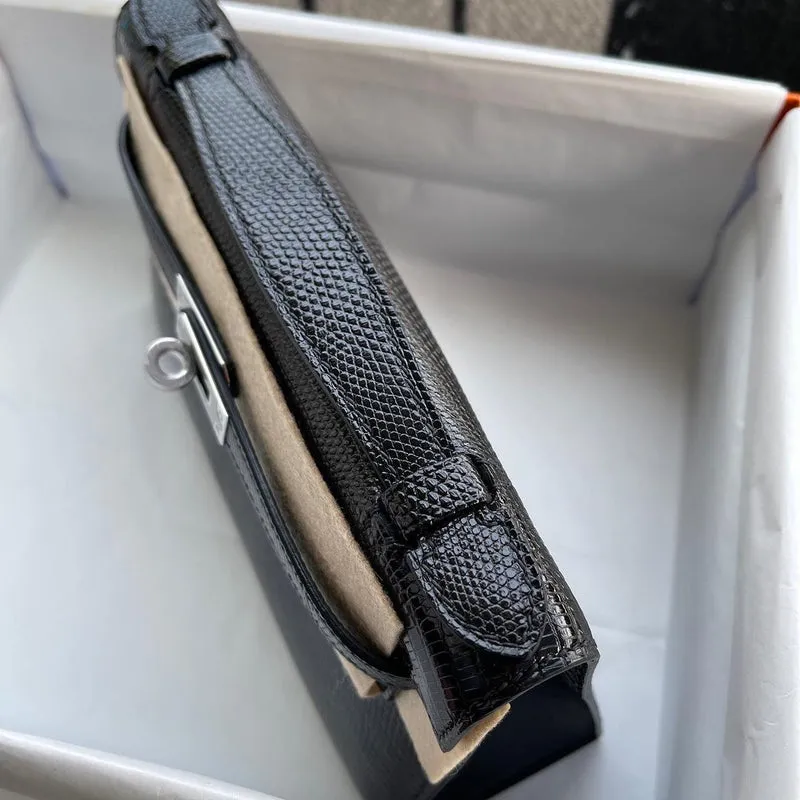 KELLY POCHETTE NOIR (BLACK) LIZARD (LÉZARD) WITH PALLADIUM HARDWARE (PHW) - 5
