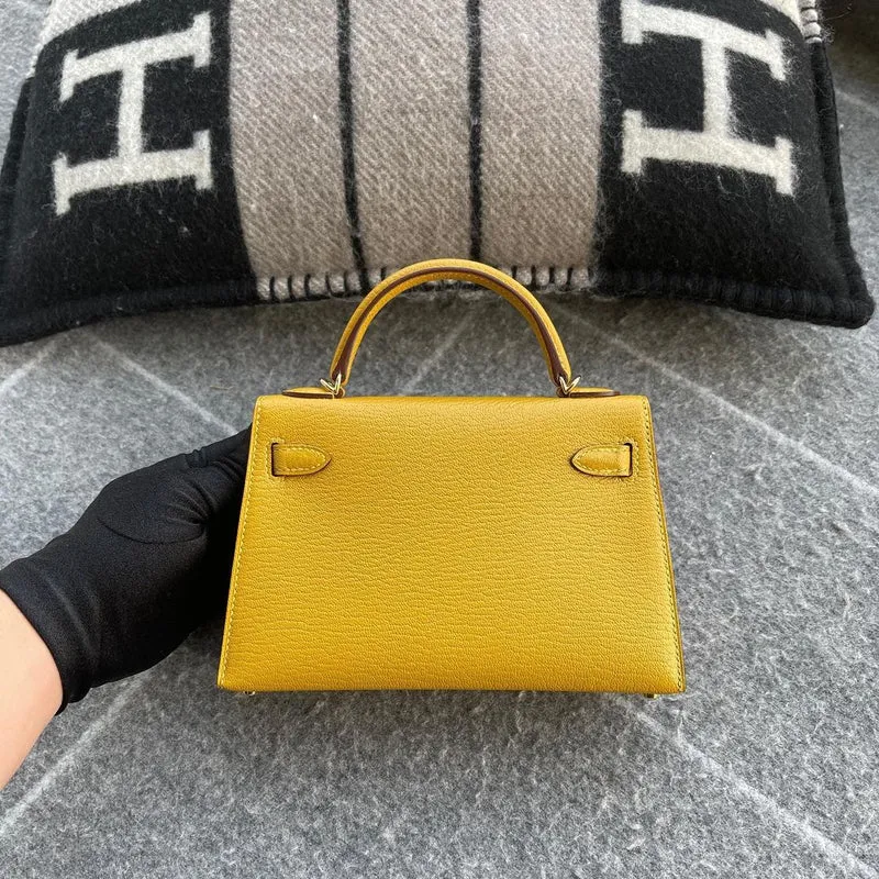 MINI KELLY II (20) CHEVRE LEATHER JAUNE AMBRE WITH GOLD HARDWARE (GHW) - 2