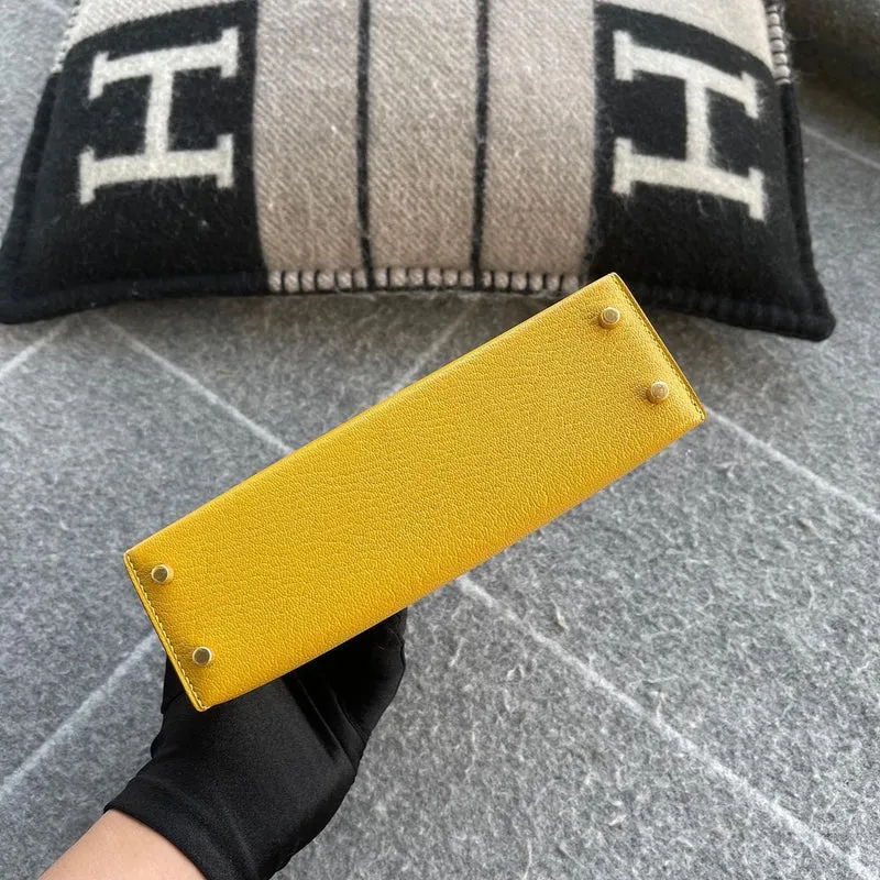 MINI KELLY II (20) CHEVRE LEATHER JAUNE AMBRE WITH GOLD HARDWARE (GHW) - 3