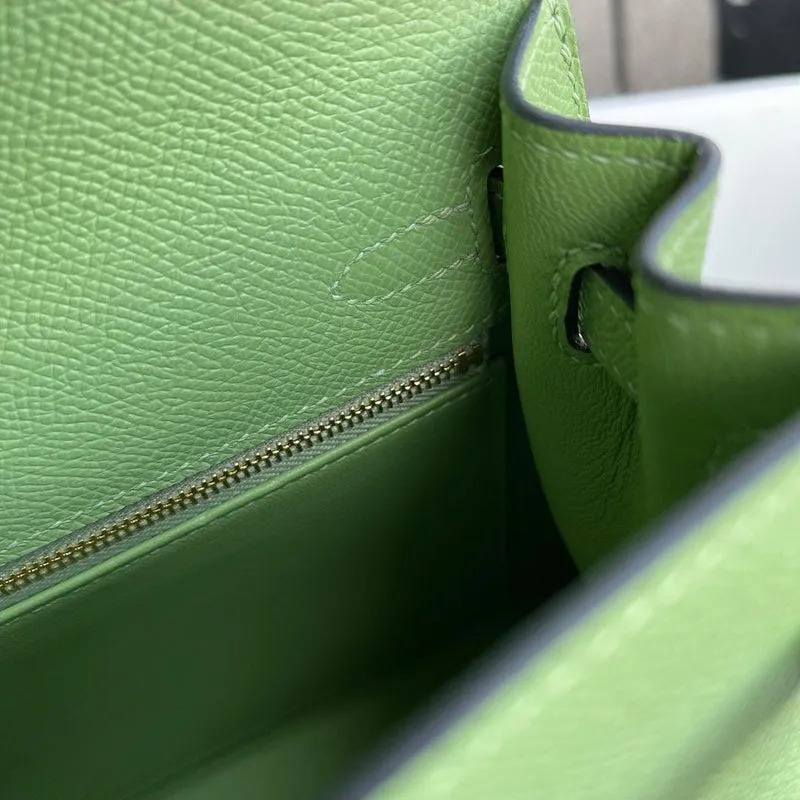 KELLY 25 EPSOM LEATHER VERT CRIQUET WITH GOLD HARDWARE (GHW) - 3