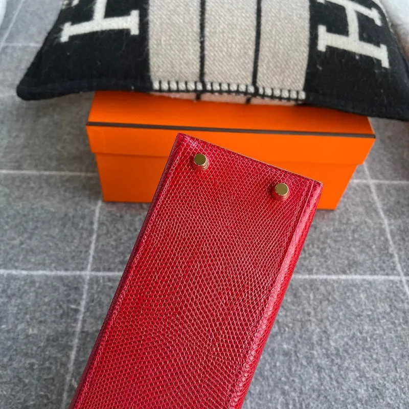 KELLY 25 LIZARD LEATHER ROUGE WITH GOLD HARDWARE (GHW) - 6