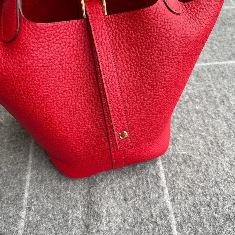PICOTIN 18 LOCK CLEMENCE LEATHER ROUGE CASAQUE WITH GOLD HARDWARE (GHW) - 4