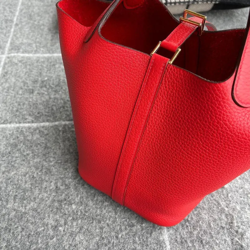 PICOTIN 18 LOCK CLEMENCE LEATHER ROUGE TOMATE WITH GOLD HARDWARE (GHW) - 3