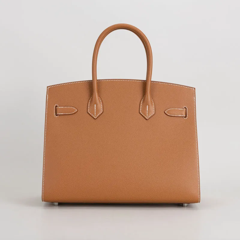 BIRKIN 30 EPSOM LEATHER (SELLIER SHAPE) GOLD WITH PALLADIUM HARDWARE (PHW) - 3