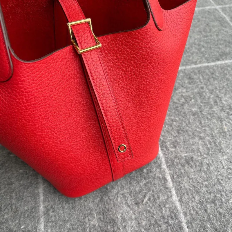 PICOTIN 18 LOCK CLEMENCE LEATHER ROUGE TOMATE WITH GOLD HARDWARE (GHW) - 5