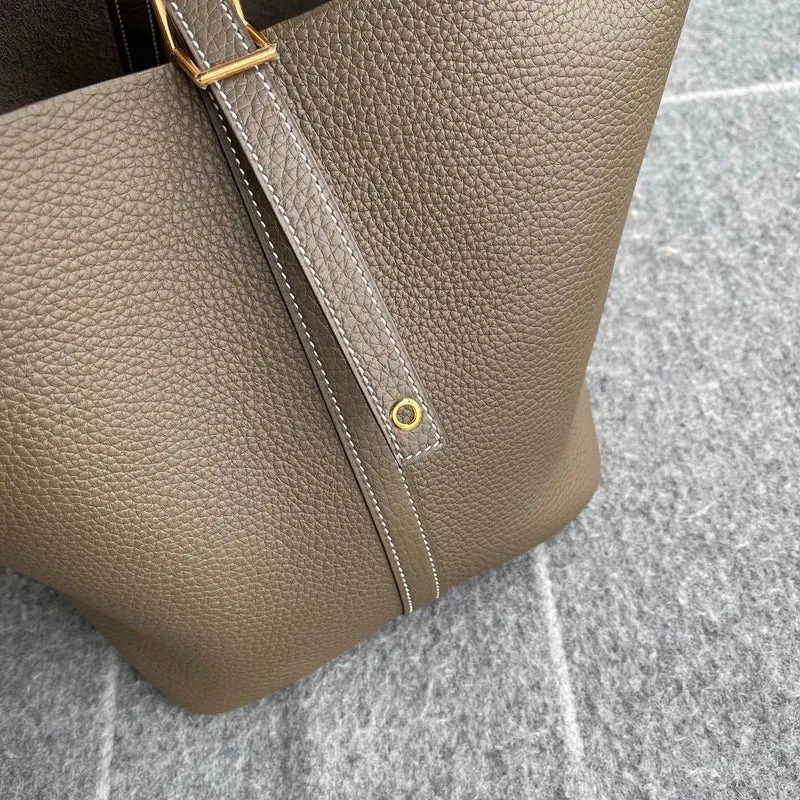 PICOTIN 22 LOCK CLEMENCE LEATHER ETOUPE WITH GOLD HARDWARE (GHW) - 4