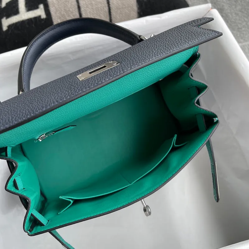KELLY 28 TOGO LEATHER HORSESHOE STAMP (HSS) BI-COLOR ETAIN & MALACHITE WITH PALLADIUM HARDWARE (PHW) - 4