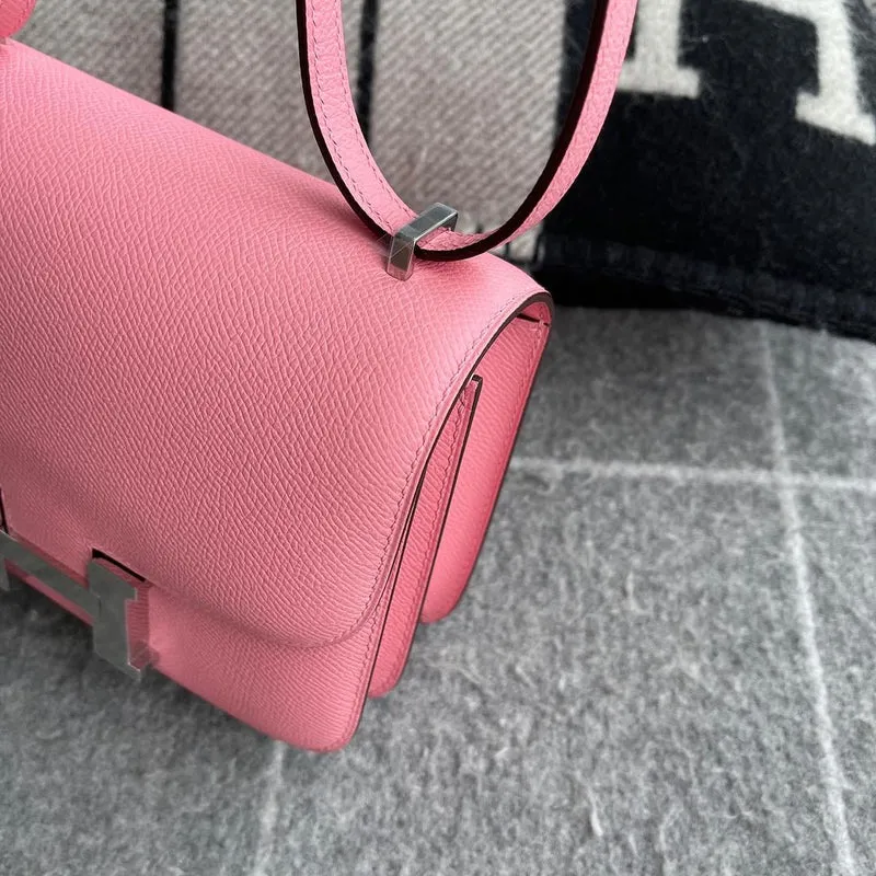CONSTANCE 18 (MINI) EPSOM LEATHER ROSE SAKURA WITH PALLADIUM HARDWARE (PHW) - 4