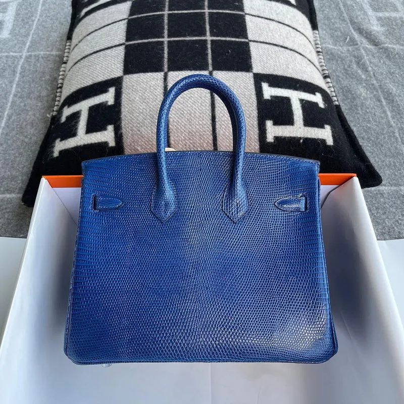 BIRKIN 25 LIZARD LEATHER 7T BLUE ELECTRIC WITH PALLADIUM HARDWARE (PHW) - 2