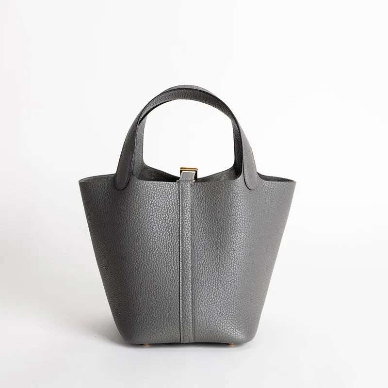 PICOTIN 18 LOCK CLEMENCE LEATHER GRIS MEYER WITH GOLD HARDWARE (GHW) - 2
