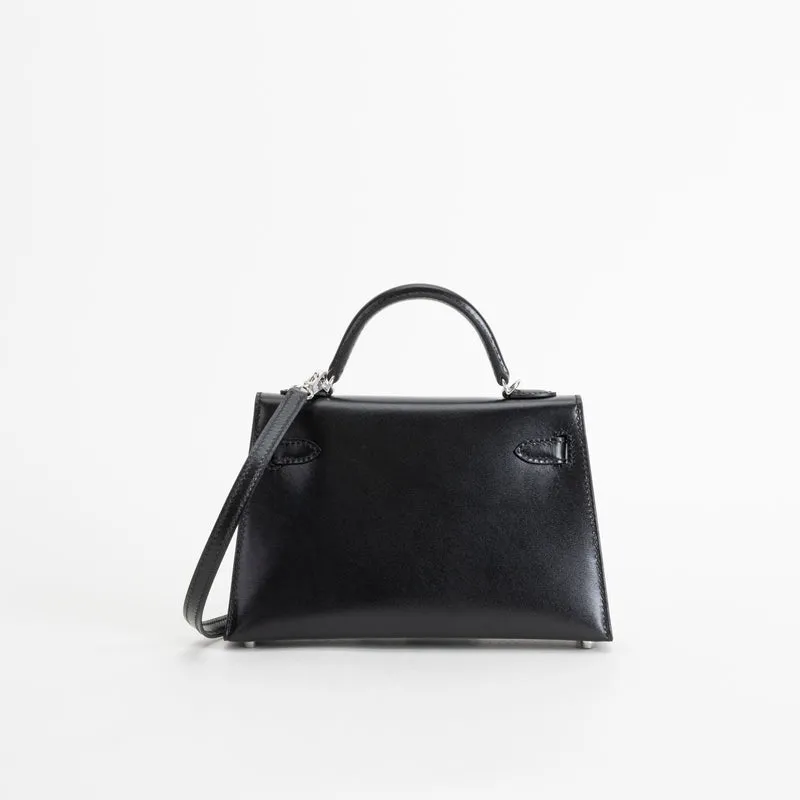 MINI KELLY II (20) BLACK BOX CALF LEATHER WITH PALLADIUM HARDWARE (PHW) - 3