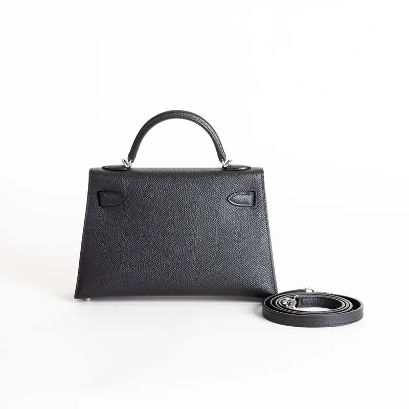 MINI KELLY II (20) EPSOM LEATHER NOIR (BLACK) WITH PALLADIUM HARDWARE (PHW) - 2