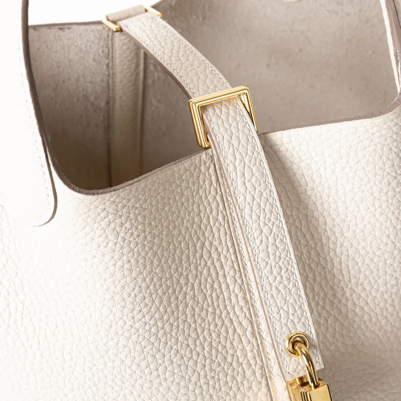 PICOTIN 18 LOCK CLEMENCE LEATHER CRAIE WITH GOLD HARDWARE (GHW) - 4