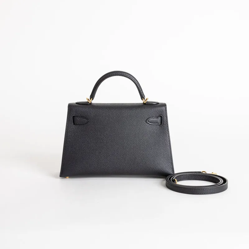 MINI KELLY II (20) EPSOM LEATHER NOIR (BLACK) WITH GOLD HARDWARE (GHW) - 2