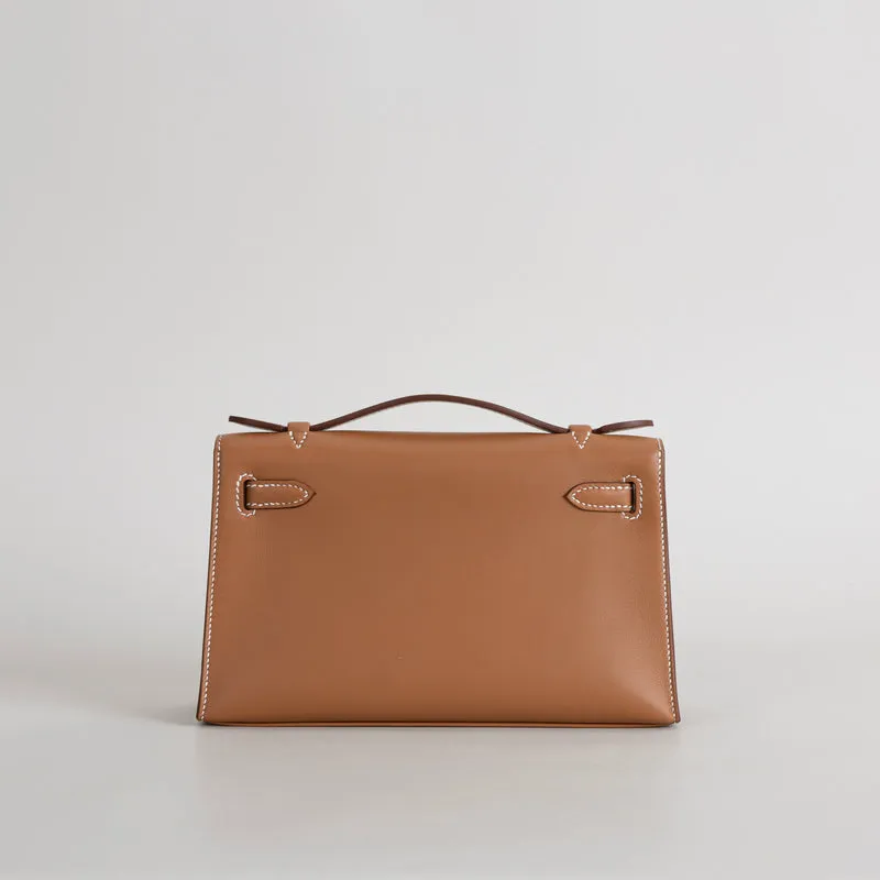 KELLY POCHETTE SWIFT LEATHER GOLD WITH GOLD HARDWARE (GHW) - 3