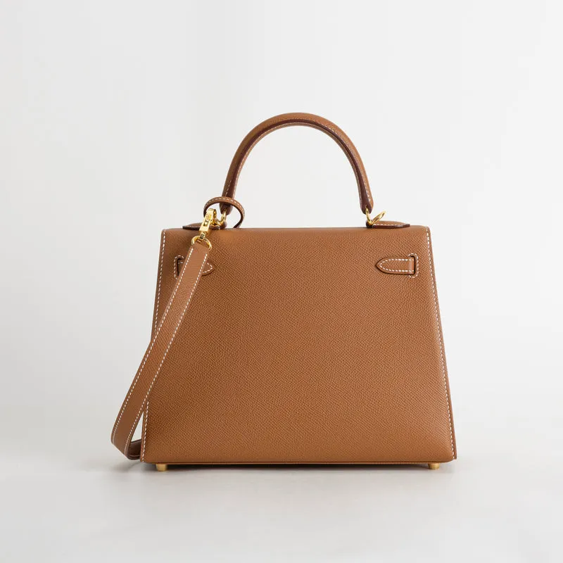 KELLY 25 EPSOM LEATHER GOLD WITH GOLD HARDWARE (GHW) - 3