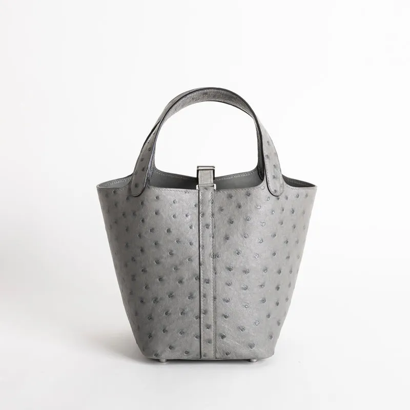 PICOTIN 18 LOCK OSTRICH LEATHER GRIS MEYER WITH PALLADIUM HARDWARE (PHW) - 2
