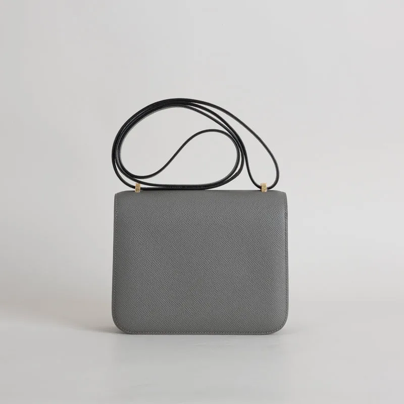 CONSTANCE 18 (MINI) EPSOM LEATHER GRIS MEYER WITH GOLD HARDWARE (GHW) - 3