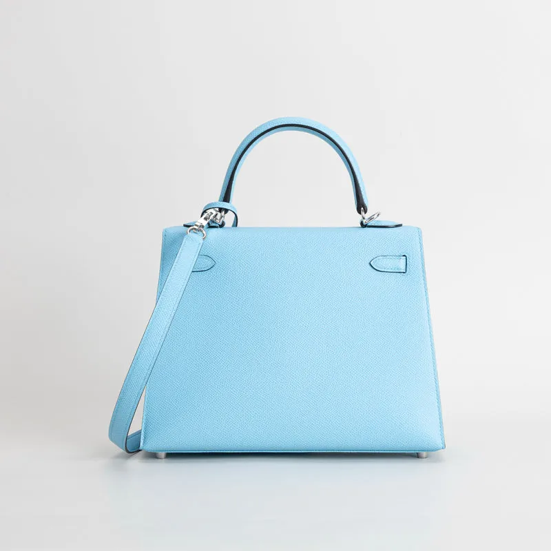 KELLY 25 EPSOM LEATHER CELESTE WITH PALLADIUM HARDWARE (PHW) - 3