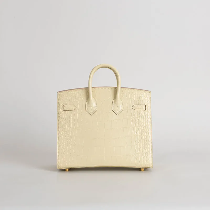 BIRKIN 20 (SELLIER SHAPE) MATTE MISSISSIPPIENSIS ALLIGATOR LEATHER VANILLA WITH GOLD HARDWARE (GHW) - 3