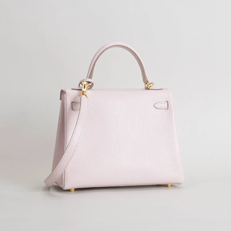KELLY 25 CHEVRE LEATHER ROSE DARLING WITH GOLD HARDWARE (GHW) - 2