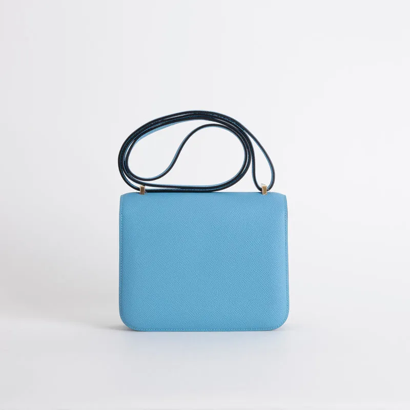 CONSTANCE 18 (MINI) EPSOM LEATHER BLEU DU NORD WITH GOLD HARDWARE (GHW) - 3