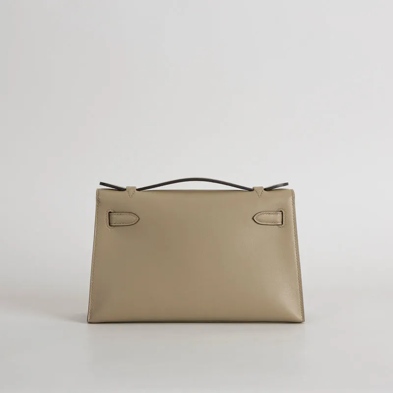 KELLY POCHETTE SWIFT LEATHER BEIGE MARFA WITH GOLD HARDWARE (GHW) - 3