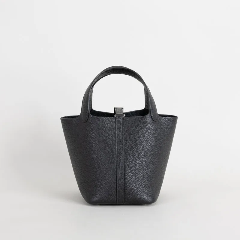 PICOTIN 18 LOCK CLEMENCE LEATHER NOIR (BLACK) WITH PALLADIUM HARDWARE (PHW) - 3