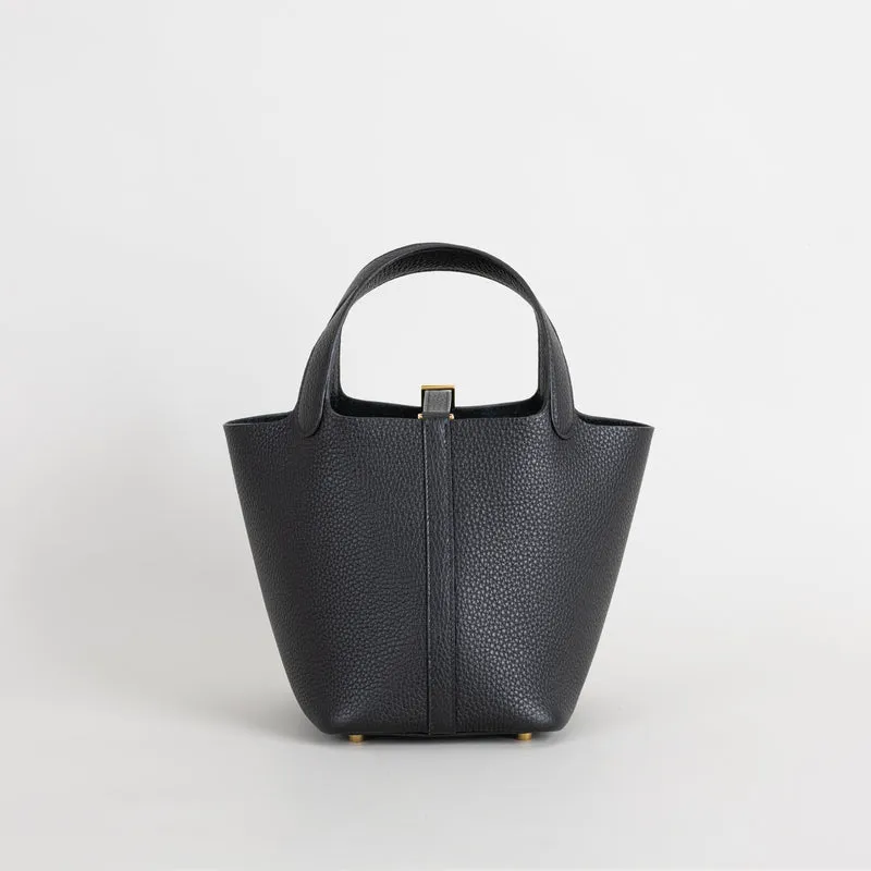 PICOTIN 18 LOCK CLEMENCE LEATHER NOIR (BLACK) WITH GOLD HARDWARE (GHW) - 3