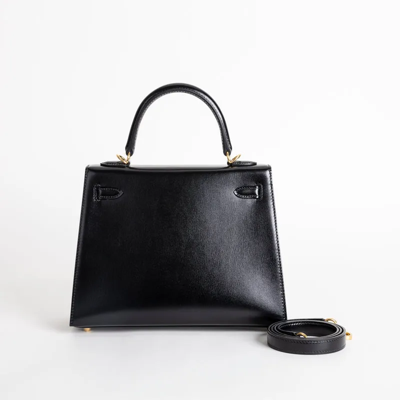 KELLY 25 BLACK BOX CALF LEATHER WITH GOLD HARDWARE (GHW) - 2