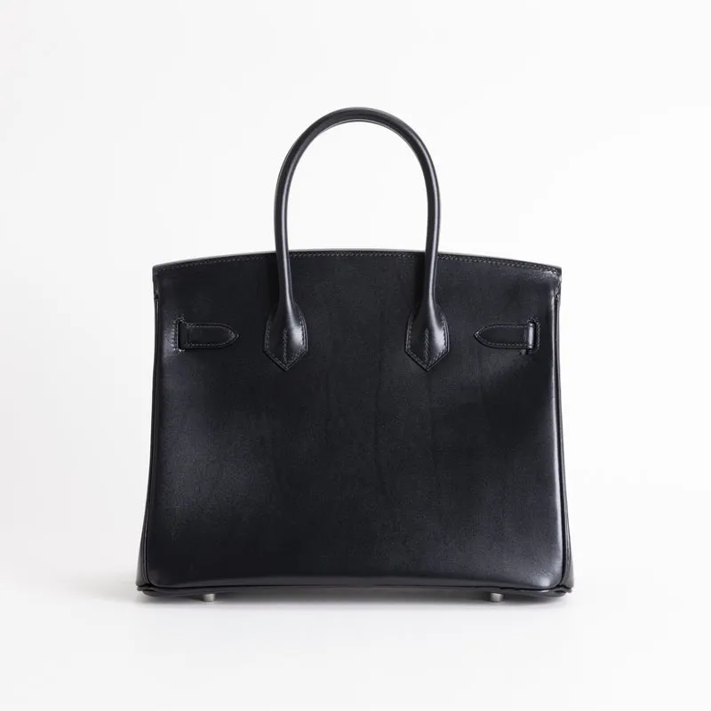 BIRKIN 30 BLACK BOX CALF LEATHER WITH PALLADIUM HARDWARE (PHW) - 3